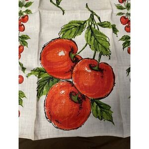 VTG Parisian Prints Linen Kitchen Dish Tea Towel Cherry Pattern